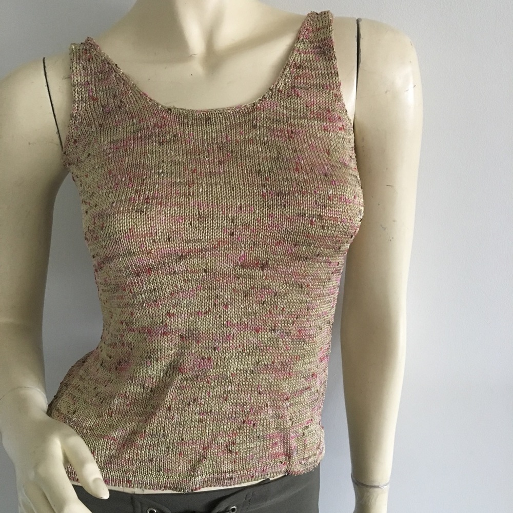 petite size neutral colored sweater knit tank top